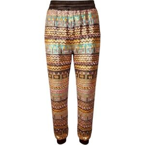 iiJin Sequin Joggers Silk Blend Sequined Pants Size 0 Boho Luxury Maximalist y2k
